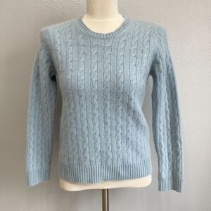 Kirkland Signature Sweater Small Medium Large Light Blue Cable 100% Cashmere